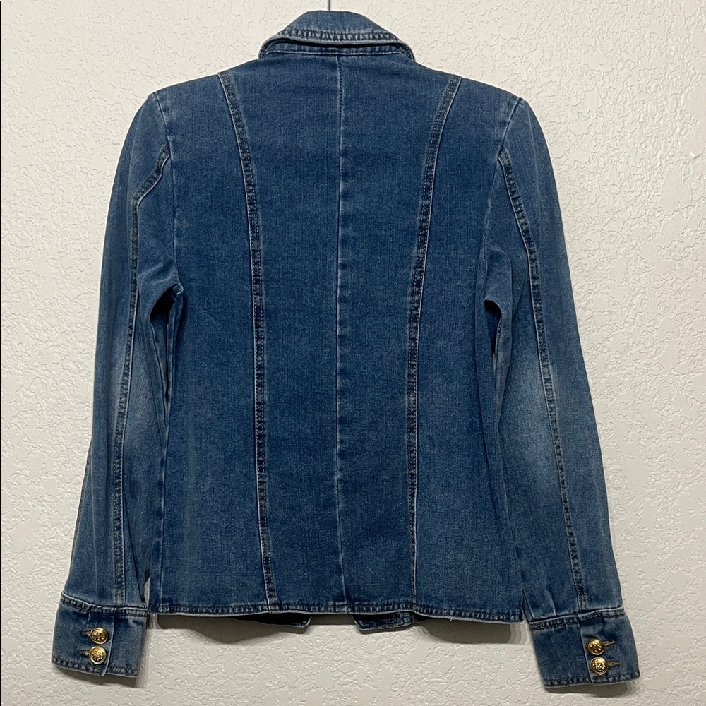 Women’s Small Blue Denim Blazer with Gold Buttons - Picture 6 of 6